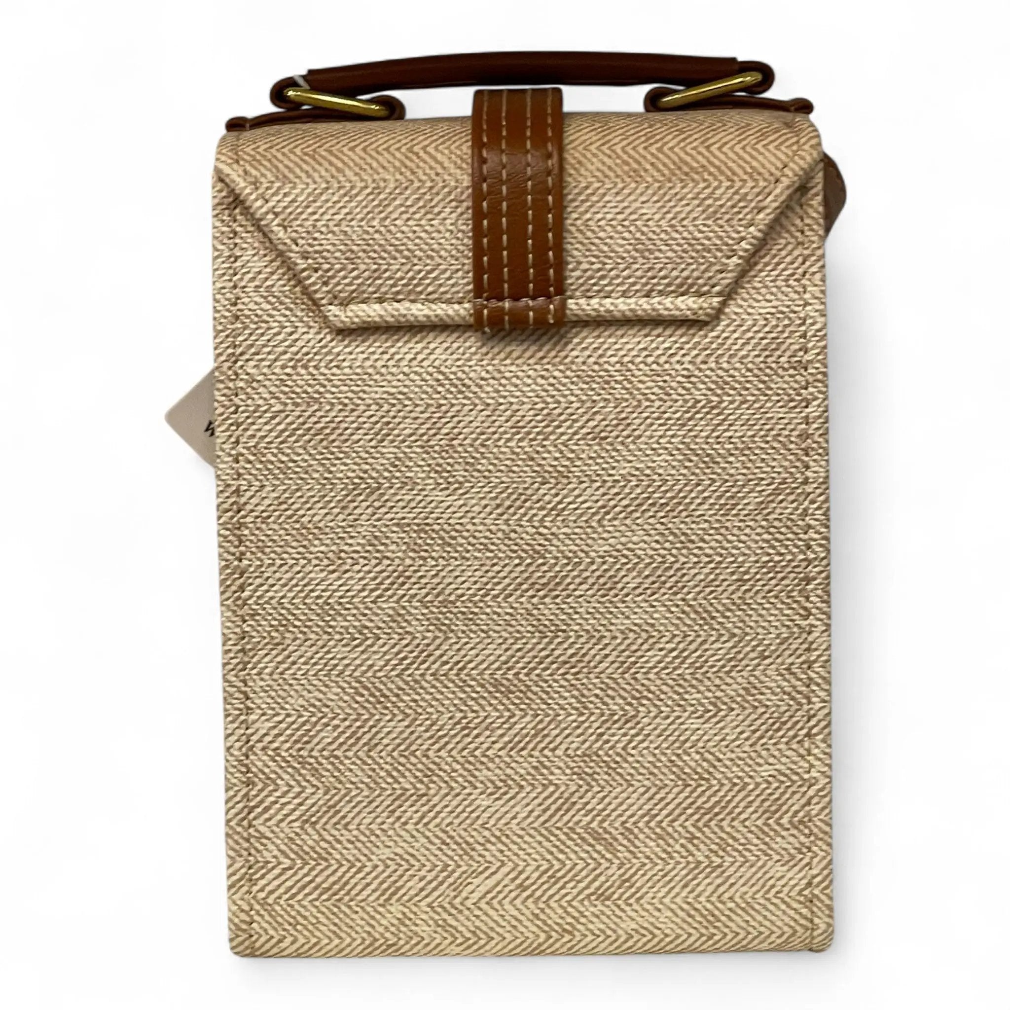 Vegan Leather Handbag – Handmade Beige Crossbody Bag With Gold Accent, Compact by navichi