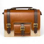 Vegan Leather Satchel – Handmade Camel Brown Handbag With Adjustable Strap by navichi