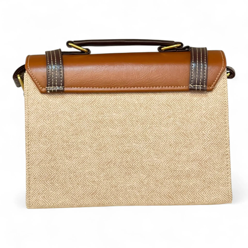 Vegan Leather Satchel – Handmade Camel Brown Handbag With Adjustable Strap by navichi