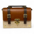 Vegan Leather Satchel – Handmade Brown Crossbody Bag | Canvas Handbag, Gold Hardware by navichi