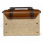 Vegan Leather Satchel – Handmade Brown Crossbody Bag | Canvas Handbag, Gold Hardware by navichi