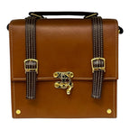 Vegan Leather Handbag – Handmade French Shoulder Bag with Gold Lock Detail by navichi