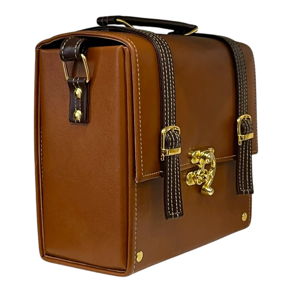Vegan Leather Handbag – Handmade French Shoulder Bag with Gold Lock Detail by navichi