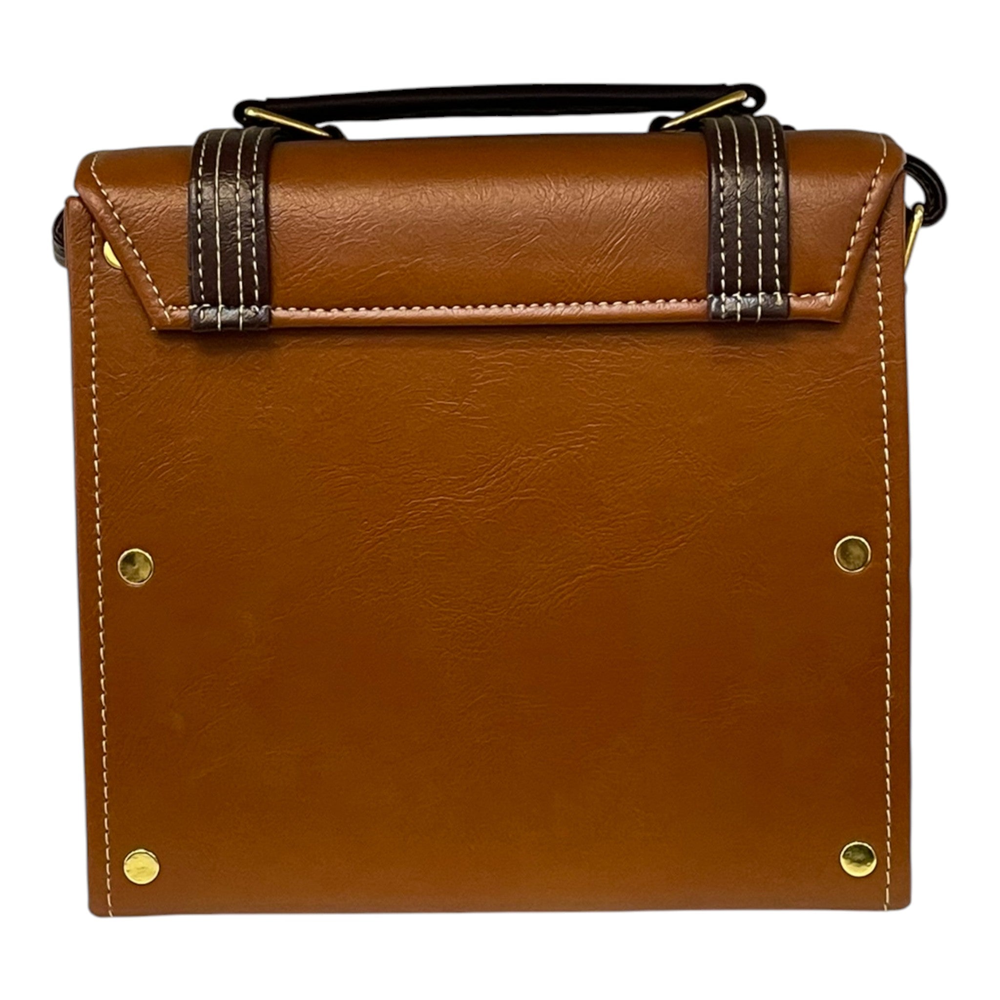 Vegan Leather Handbag – Handmade French Shoulder Bag with Gold Lock Detail by navichi