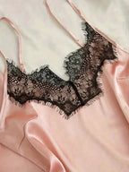 Silk Pajama Set With Black Lace Exclusive Collection by Hegichi