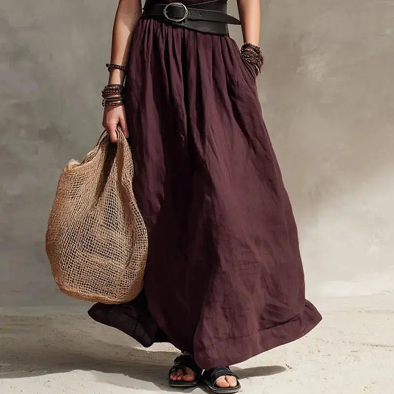 Summer Women Loose Fit Sleeveless Maxi Dress Round Neck High Waist Pleated Long dress Casual Daily Beach Vacation Bohemian Dress by Adornity