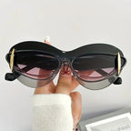1 Set oval cat eye gradient for women Men fashion flat lens for women casual party party daily wear glasses by Hegichi