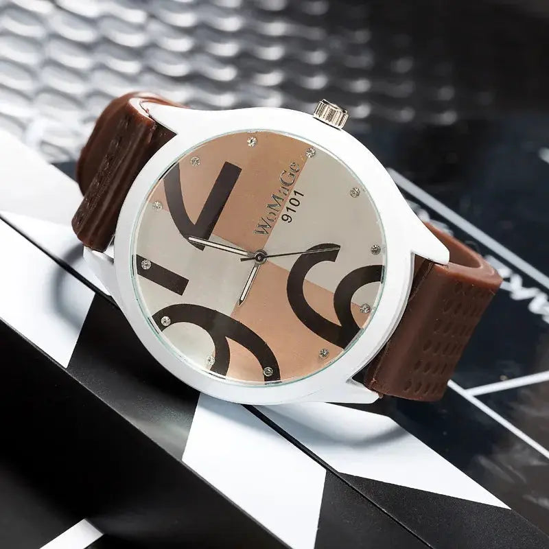 Womage Watch Women Green Watches Fashion Big Number Quartz Wristwatches Women Ladies Gilrs Silicone Sports Watches reloj mujer by Adornity