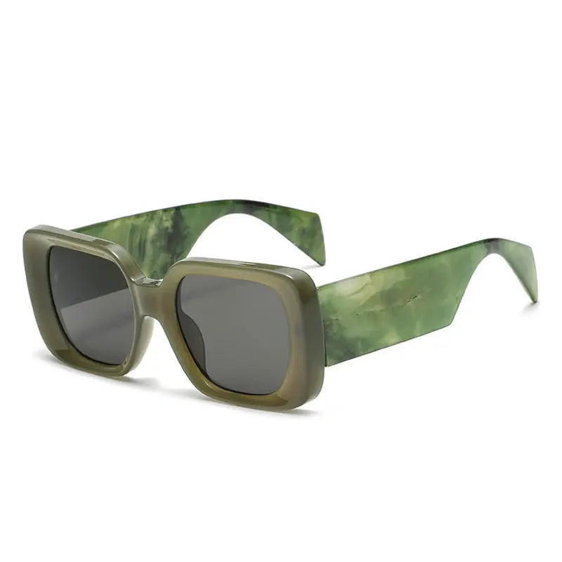 SO&EI Fashion Oversized Square Women Jelly Color Sunglasses Retro Pattern Wide Legs Men Gradient Shades UV400 Sun Glasses by Hegichi