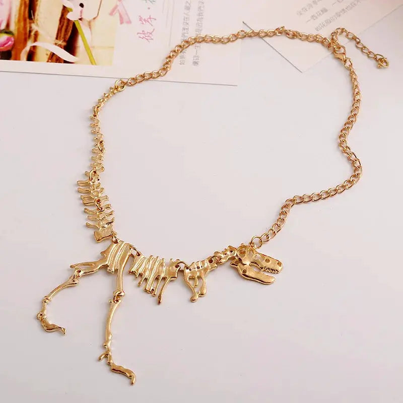 LOVBEAFAS Fashion Gothic Dragon Tyrannosaurus Skeleton Dinosaur Necklaces & Pendants Chain Choker Collar Necklace For Women by Adornity