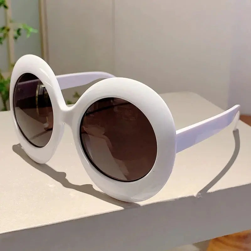 KAMMPT Oversized Round Sun Glasses 2024 Women Fashion Vintage Gradient Outdoor Shades Ins Trendy Brand Design Black Sunglasses by Hegichi