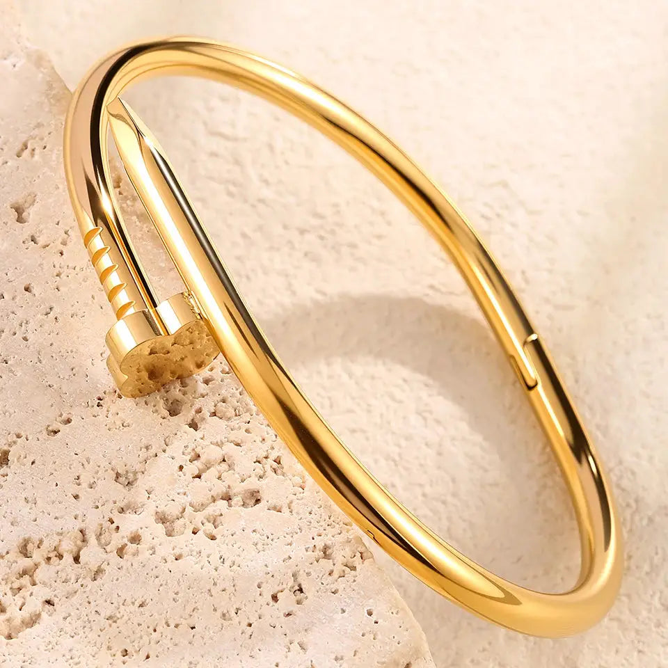 Elegant Nail Stainless Steel Stacked Bracelets for Women Luxurious Fashionable Jewelry for Parties Banquets by Hegichi
