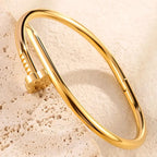 Elegant Nail Stainless Steel Stacked Bracelets for Women Luxurious Fashionable Jewelry for Parties Banquets by Hegichi