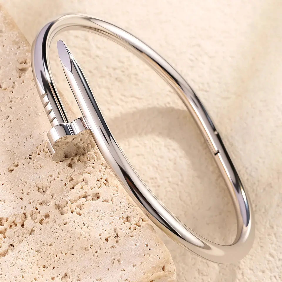 Elegant Nail Stainless Steel Stacked Bracelets for Women Luxurious Fashionable Jewelry for Parties Banquets by Hegichi