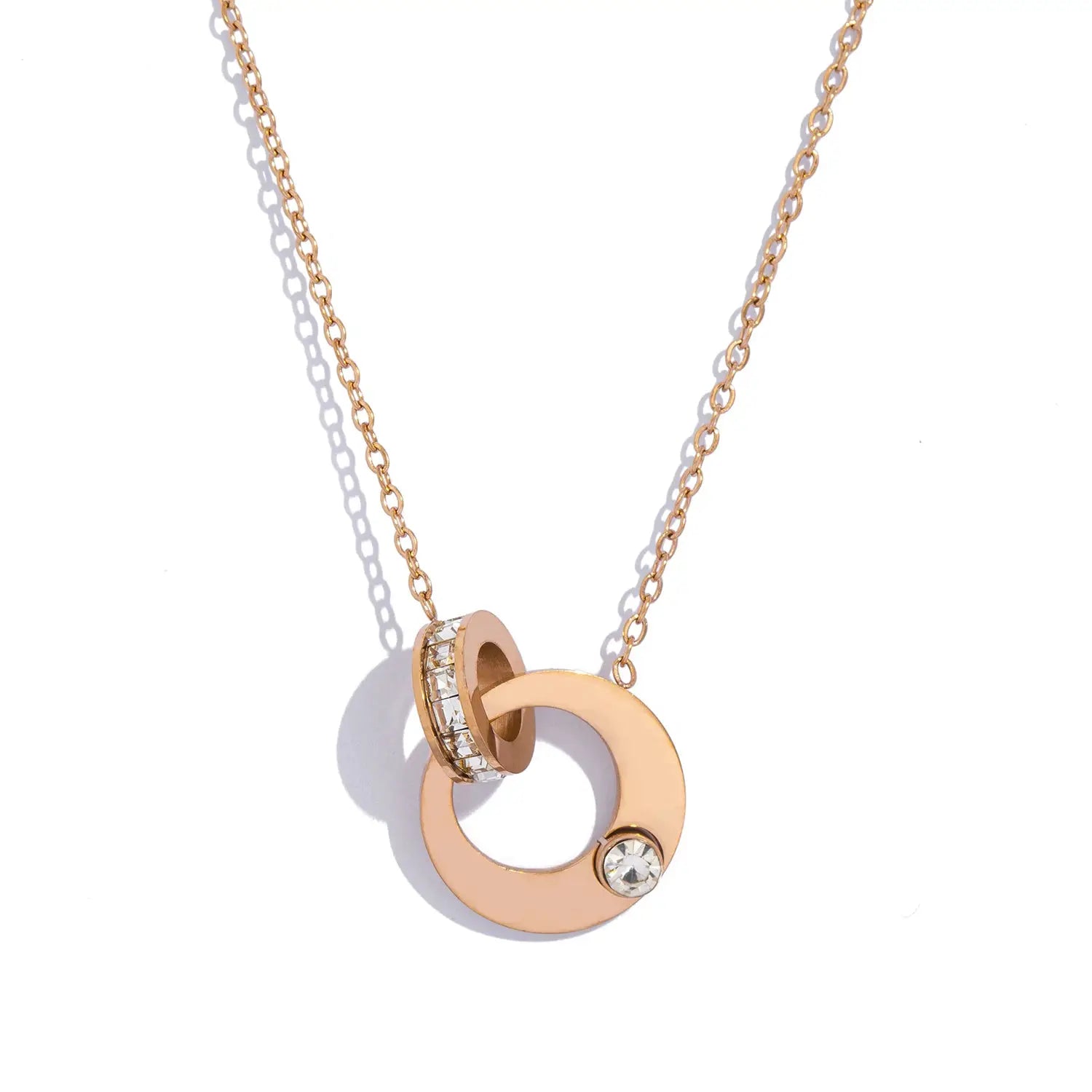 Dual Hoop Pendant Necklace for Women - Hypoallergenic Stainless Steel with Cubic Zirconia, Elegant Jewelry for Daily Wear &Gift by Adornity