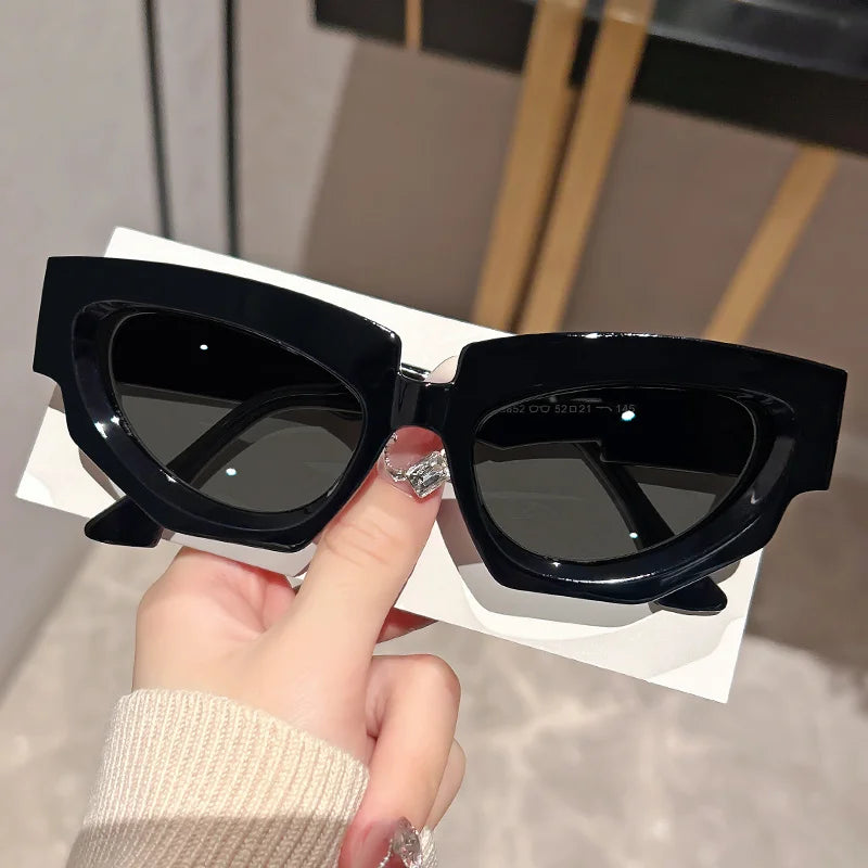 Glam Cat Eye Sunglasses – Thick Frame Gradient UV400 by Adornity