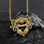 Atoztide Personalized Custom Rose Heart Name Necklaces for Women Stainless Steel Pendant Choker Link Chain Birthday Jewelry Gift by Hegichi
