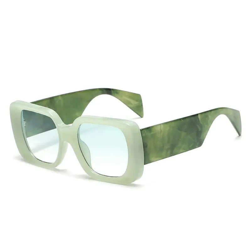 SO&EI Fashion Oversized Square Women Jelly Color Sunglasses Retro Pattern Wide Legs Men Gradient Shades UV400 Sun Glasses by Hegichi