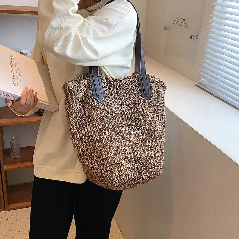 Summer Beach Bags For Women Handmade Rattan Woven Shoulder Bags Large Capacity Straw Bag Bohemian Casual Travel Handbag Totes by Hegichi