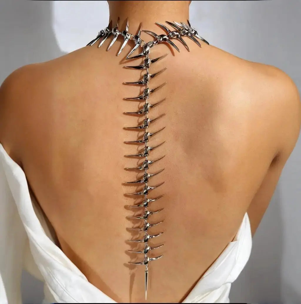 Edgy Niche Hip-Hop Thorn Skeleton Alloy Women's Necklace Perfect for Holiday Parties Everyday Wear Street Style Outfits NEW by Adornity