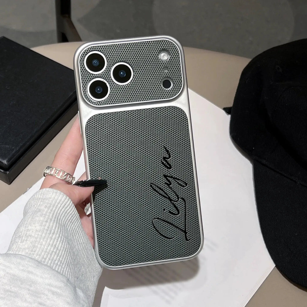 Personalized Signature Customized Name Letters Luxury Football Texture Faux Leather Phone Case Compatible With IPhone 17 Pro Max by Hegichi