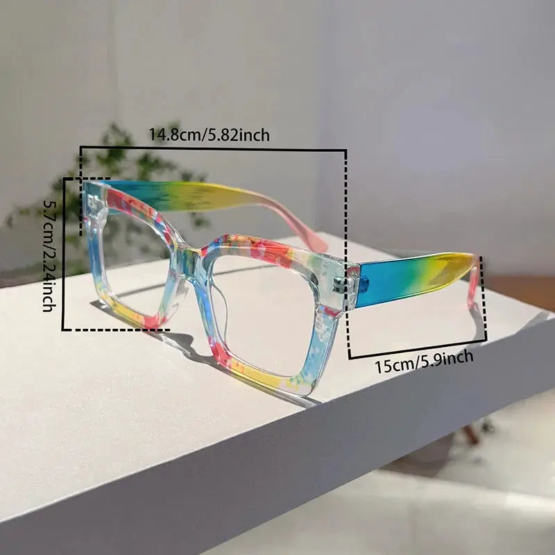 KAMMPT Fashion Colorful Stripe Oversize Glasses Stylish Brand Design Eyewear Personalized Square Decor Chic Frame for Women's by Adornity