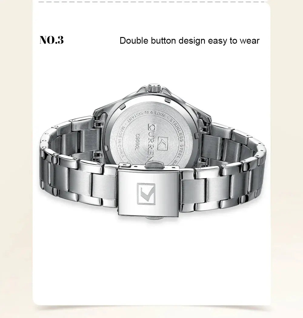 Classic Stainless Steel Watch – Quartz Luminous by Adornity