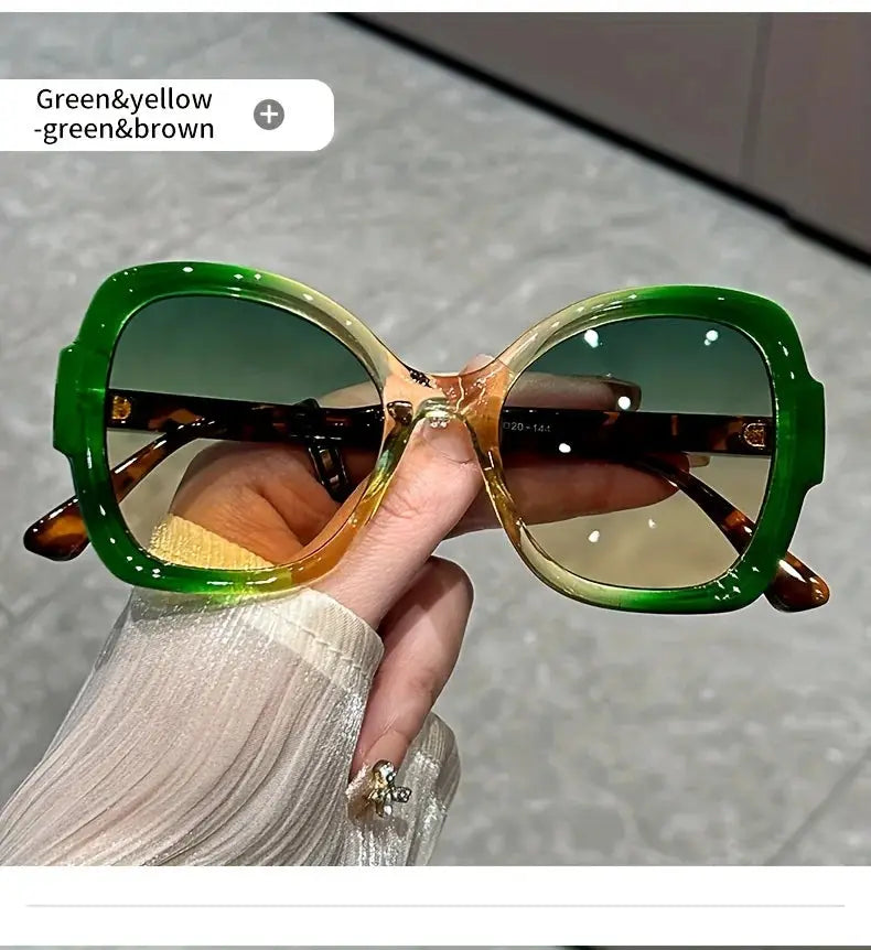 Y2K Oversized Sunglasses – Fashion Sunglasses with Green Jelly Frame & Anti-Reflective Lenses by Adornity