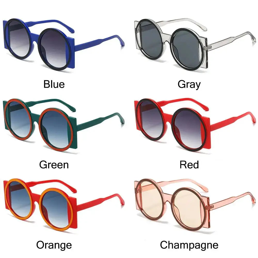 Fashion Oversized Round Sunglasses Women Contrast Color Shades UV400 Retro Unique Men Trending Gradient Cycling Sun Glasses by Hegichi