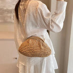 Summer New Straw Weaving Crossbody Bag Fashionable and Casual Shell Bag Women's Shoulder Bag with Excellent Texture by Hegichi