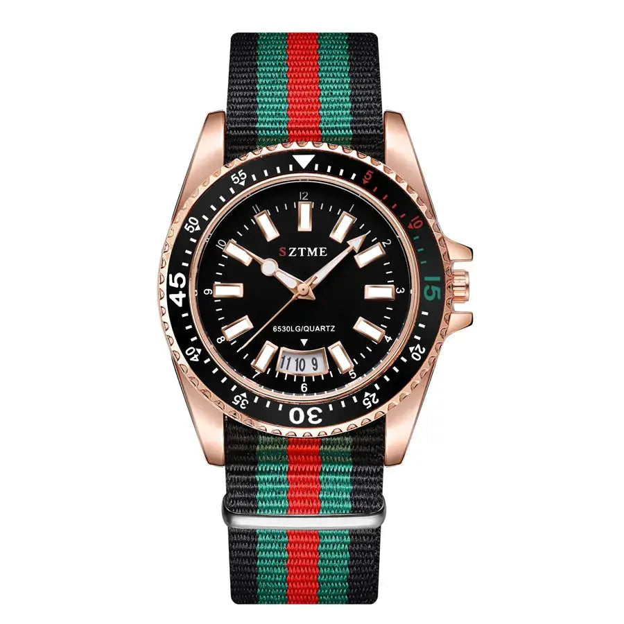 New fashionable men's nylon strap calendar watch, luxurious and simple business men's and women's night light quartz watch by Adornity