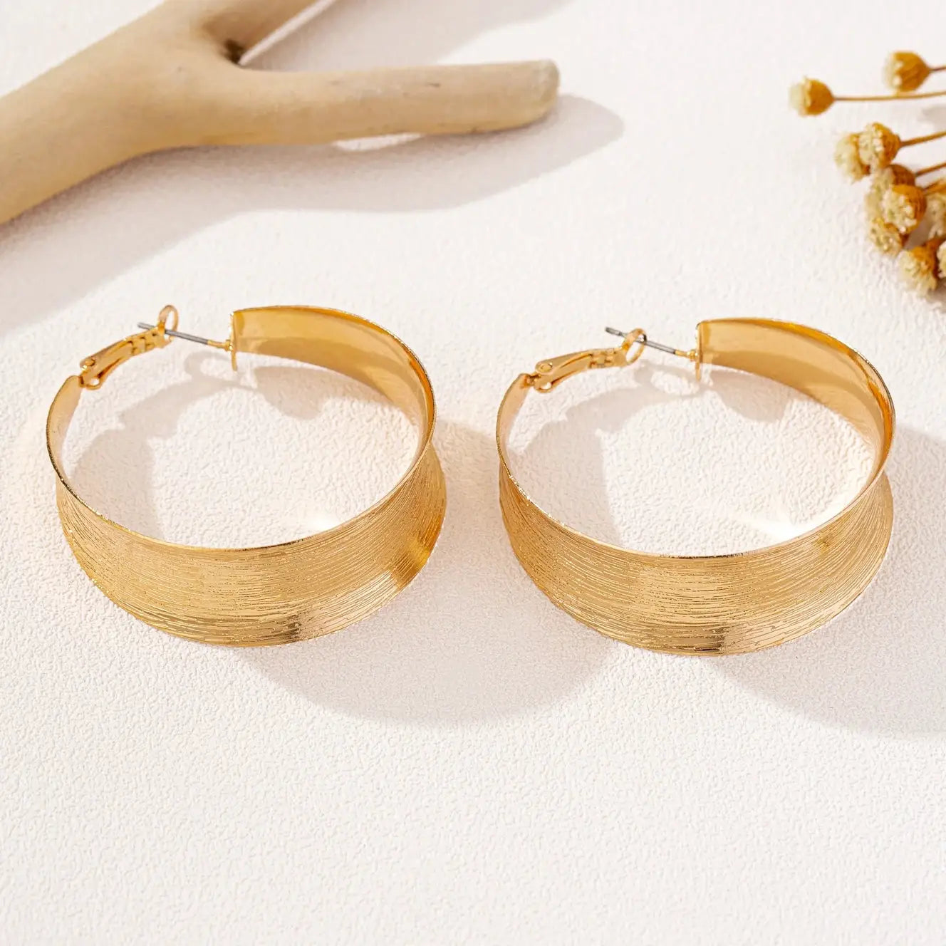 A Pair of Women's Earrings, Simple and Stylish with Brushed Finish, Suitable for Daily Wear and Vacation Wear by Hegichi