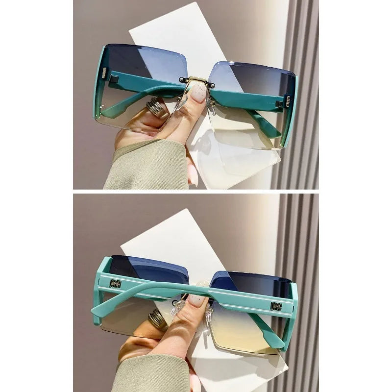 Black Square Sunglasses – Korean Style Classic Big Shades with UV Protection by Adornity