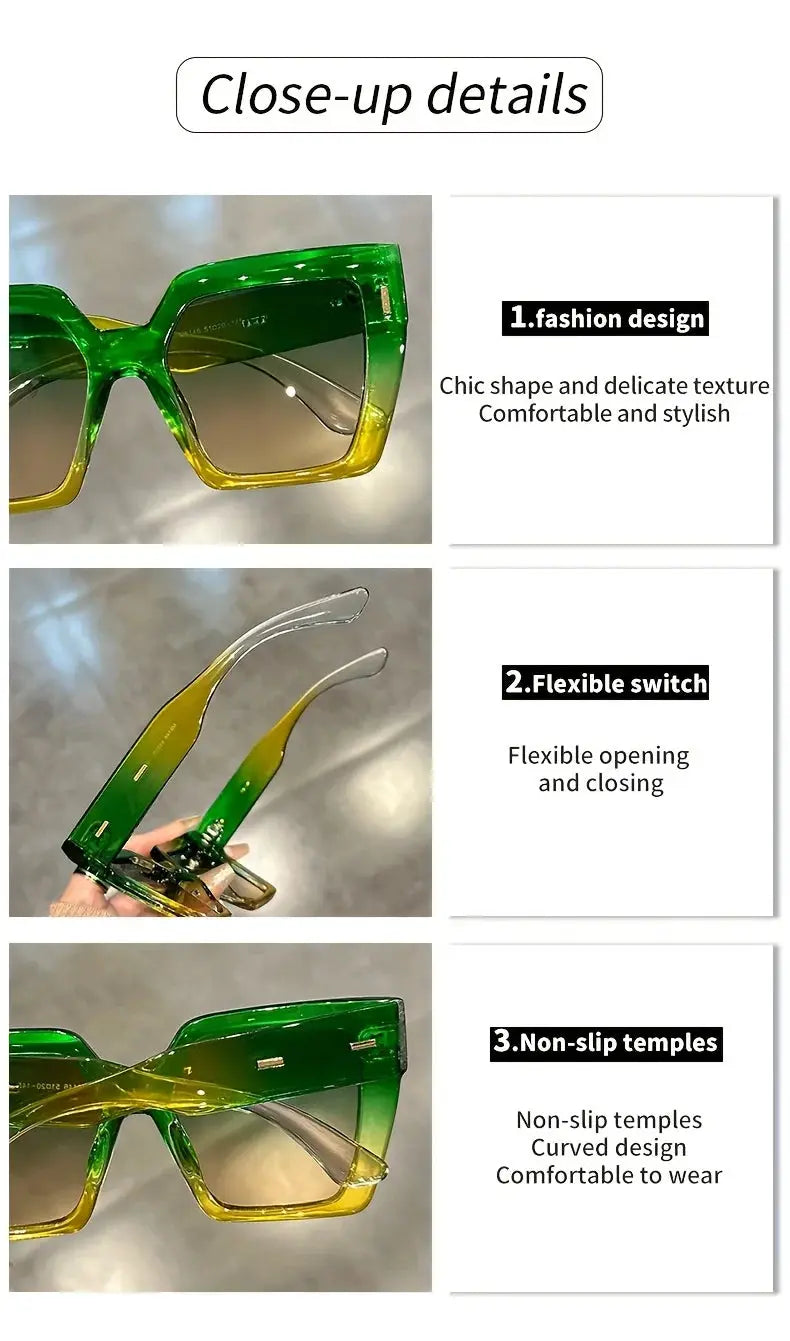 Chic Square Frame Sunglasses – Gradient Lenses UV400 by Adornity