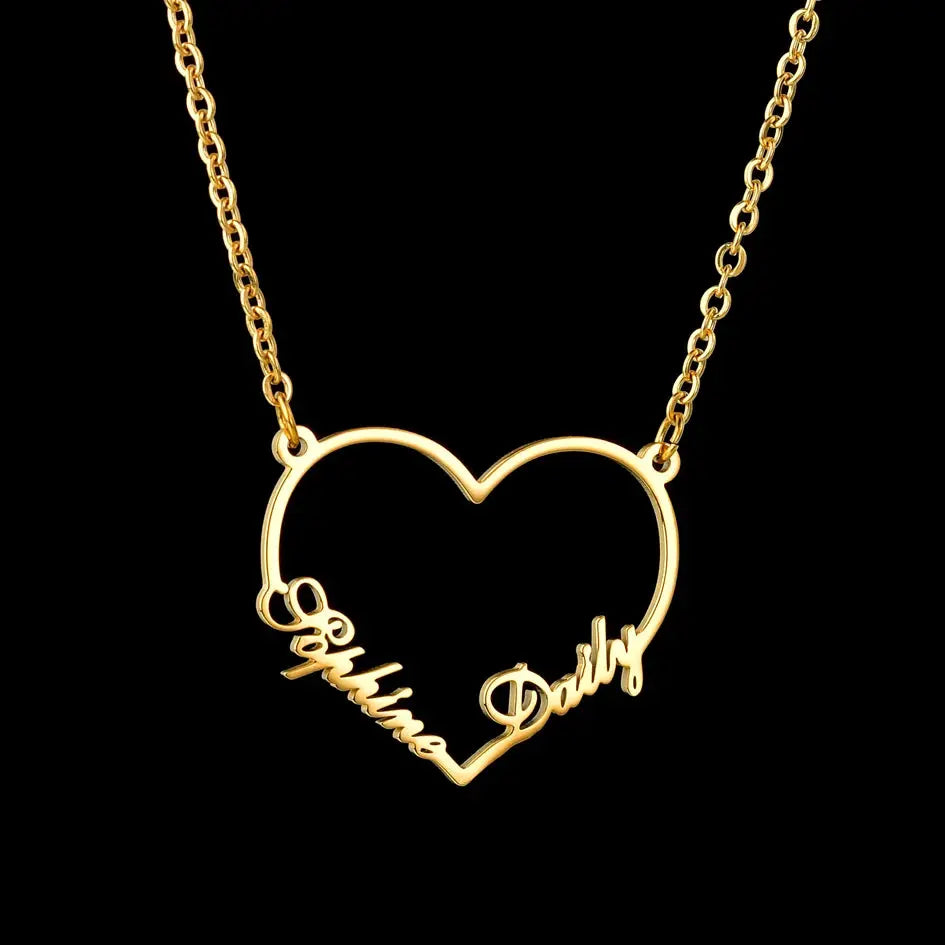 Atoztide Personalized Custom Rose Heart Name Necklaces for Women Stainless Steel Pendant Choker Link Chain Birthday Jewelry Gift by Hegichi