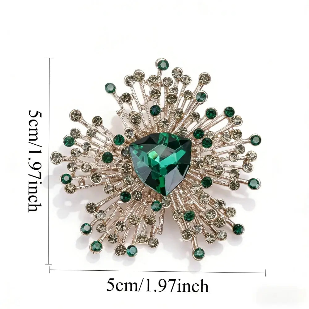 Rhinestone Brooch – Vintage Jewelry Pin | Classic Plant Design, Fashion Brooch Accessory by Adornity