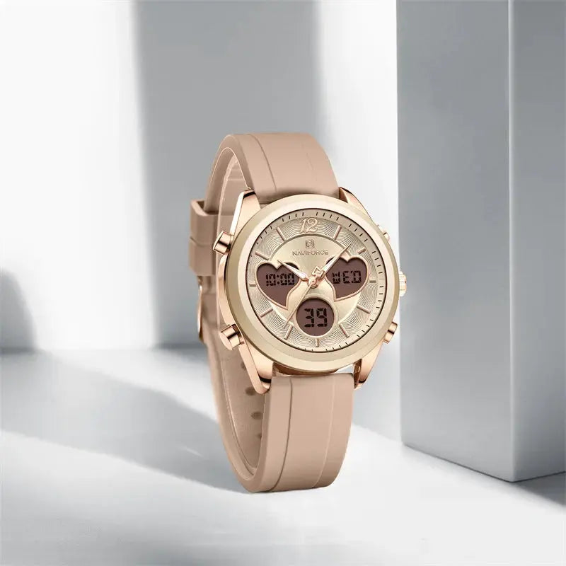Heart Shape Watch – Dual Display Analog-Digital by Adornity