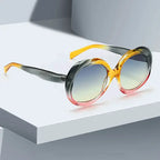 Retro Oval Sunglasses - Metal Frame Women Fashion Shades With UV400 Protection by Adornity