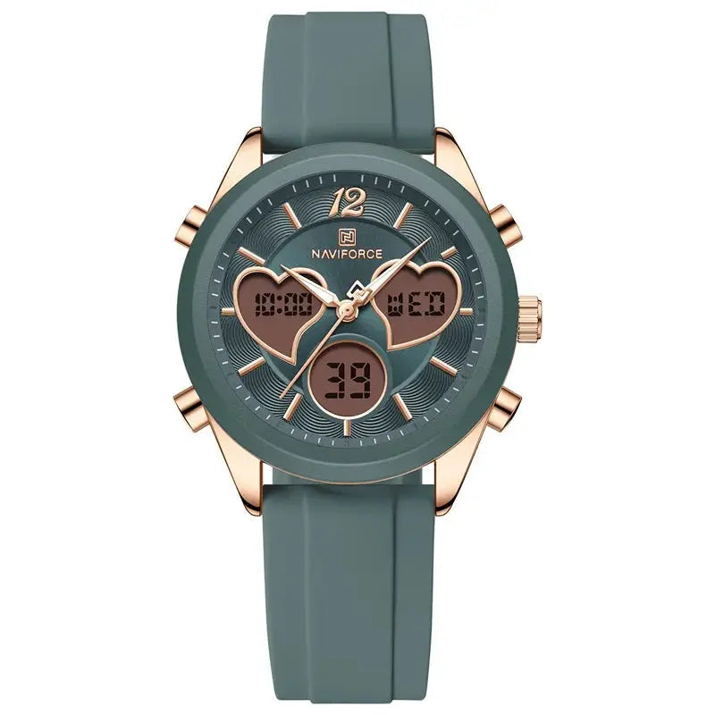 Heart Shape Watch – Dual Display Analog-Digital by Adornity