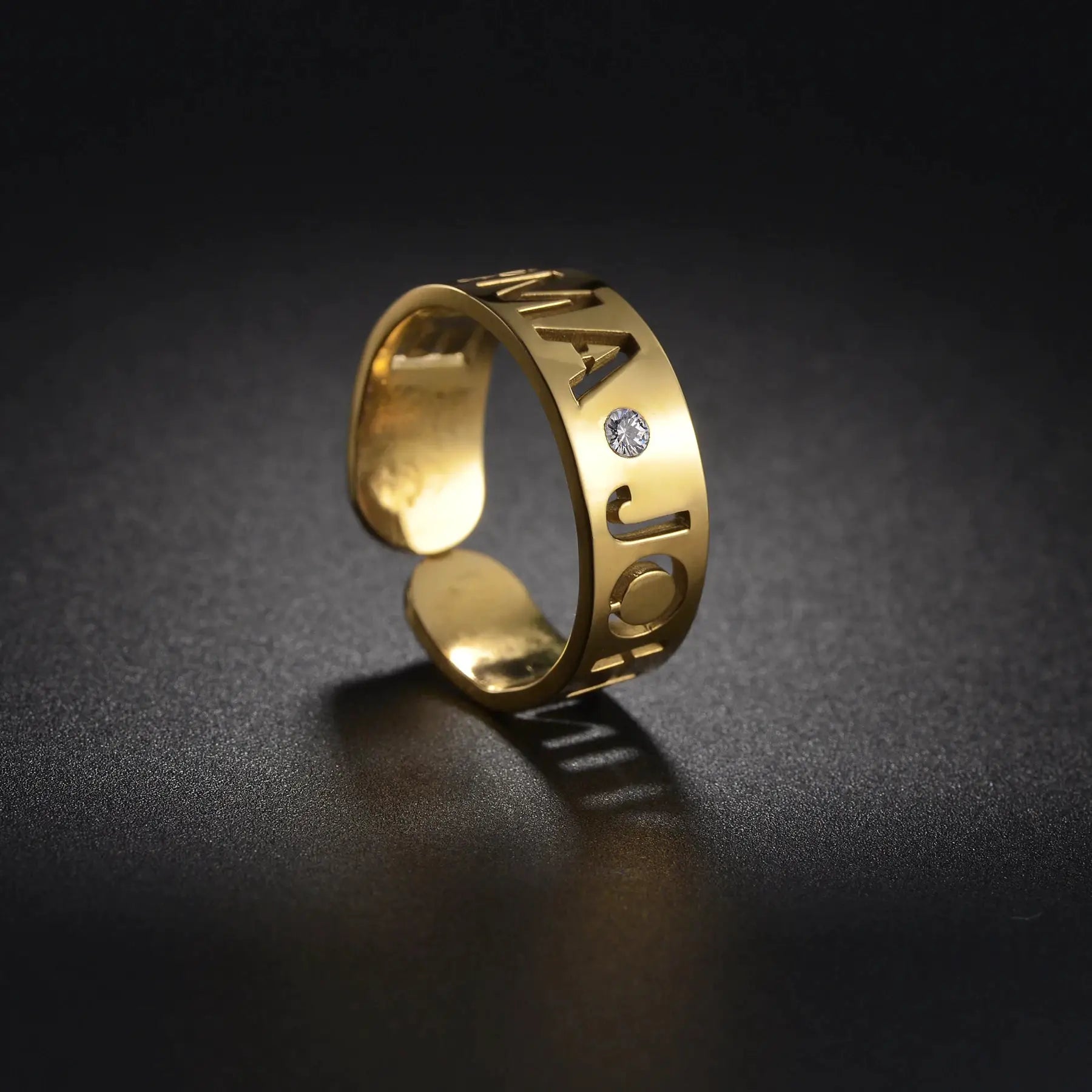  Personalized Custom Names Rings Stainless Steel for Couple Wedding Letter Circle Adjustable Open Size Jewelry Gifts by Hegichi