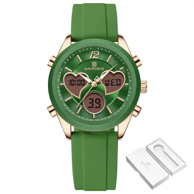 Heart Shape Watch – Dual Display Analog-Digital by Adornity