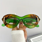1 Set oval cat eye gradient for women Men fashion flat lens for women casual party party daily wear glasses by Hegichi