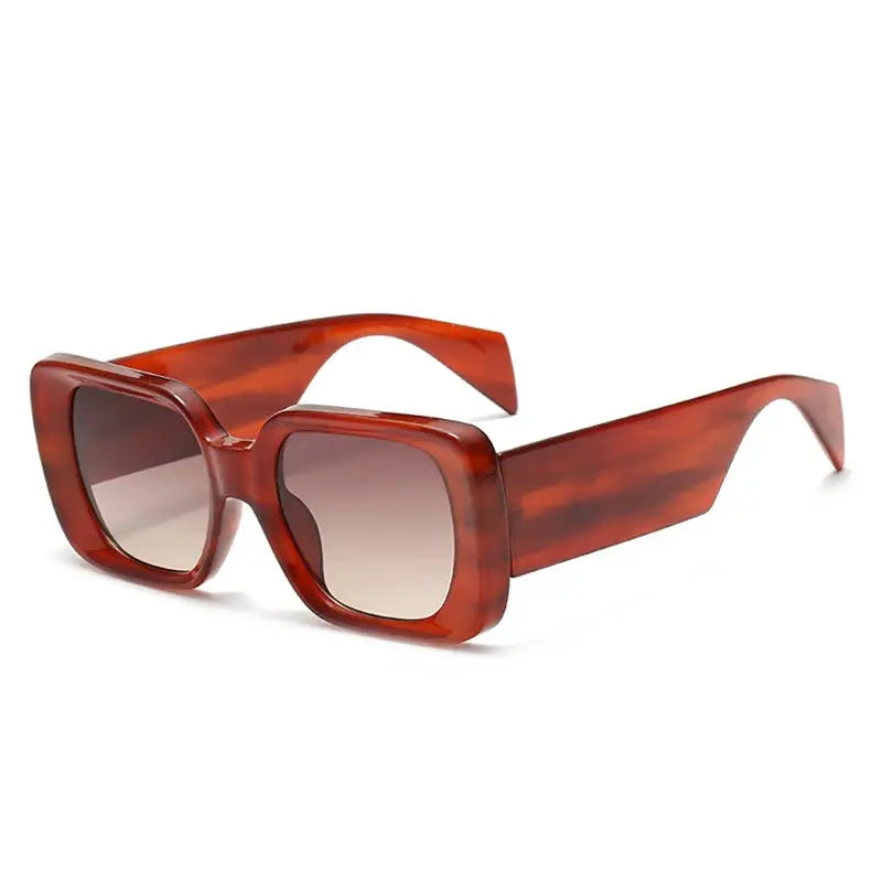 SO&EI Fashion Oversized Square Women Jelly Color Sunglasses Retro Pattern Wide Legs Men Gradient Shades UV400 Sun Glasses by Hegichi