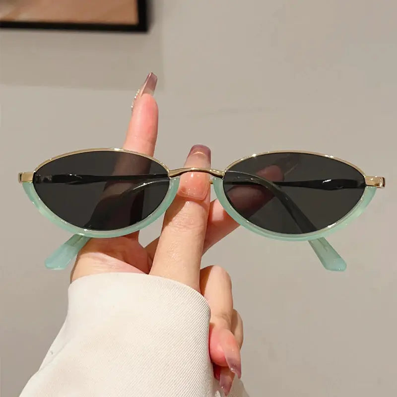 KAMMPT Oval Vintage Sunglasses Women Stylish Gradient Multi-color Casual Decor Shades 2025 New Trendy Brand Design Sun Glasses by Hegichi
