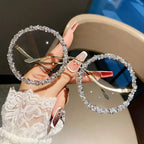 Ladies diamond new fashion glasses, slim face, fashionable high-grade sunglasses, street shooting. by Hegichi