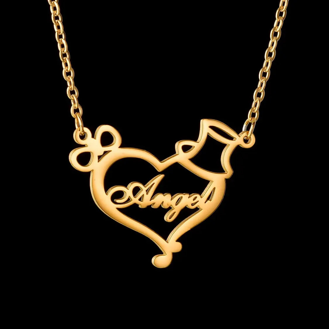 Atoztide Personalized Custom Rose Heart Name Necklaces for Women Stainless Steel Pendant Choker Link Chain Birthday Jewelry Gift by Hegichi