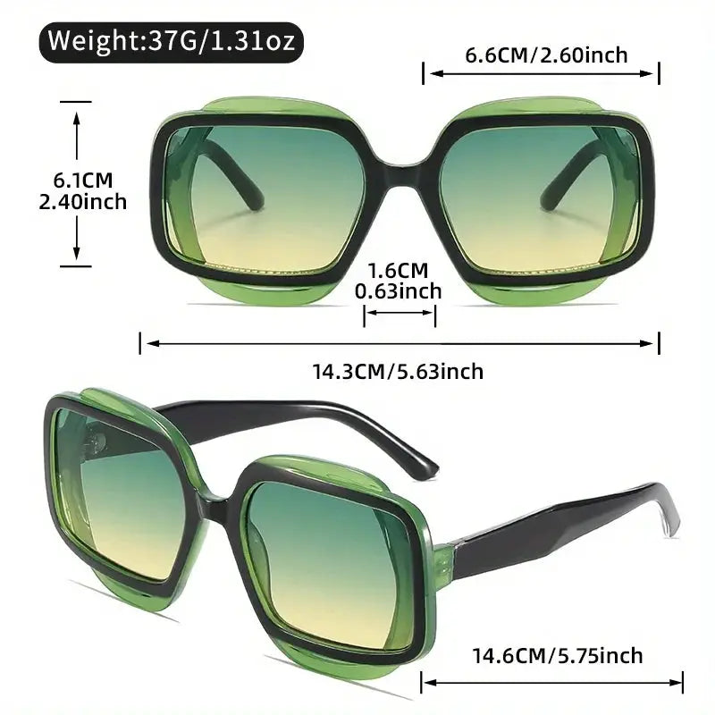 Geometric Square Sunglasses – Color Block UV400 by Adornity