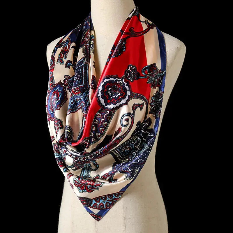 Elegant Silk Square Scarf – Satin 90x90 cm by Adornity