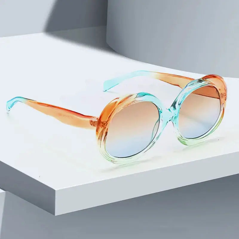 Retro Oval Sunglasses - Metal Frame Women Fashion Shades With UV400 Protection by Adornity