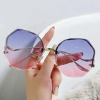 Rimless Sunglasses Geometric Polygon Frame Lightweight Metal Collection Exclusive Edition